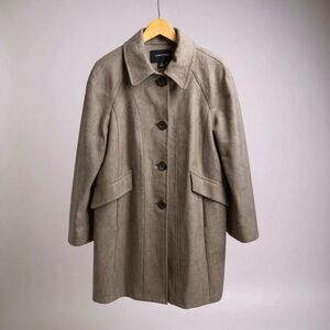 LONDON FOG Small Womens Wool Pea Coat Single Breasted Beige Oatmeal Car Coat L